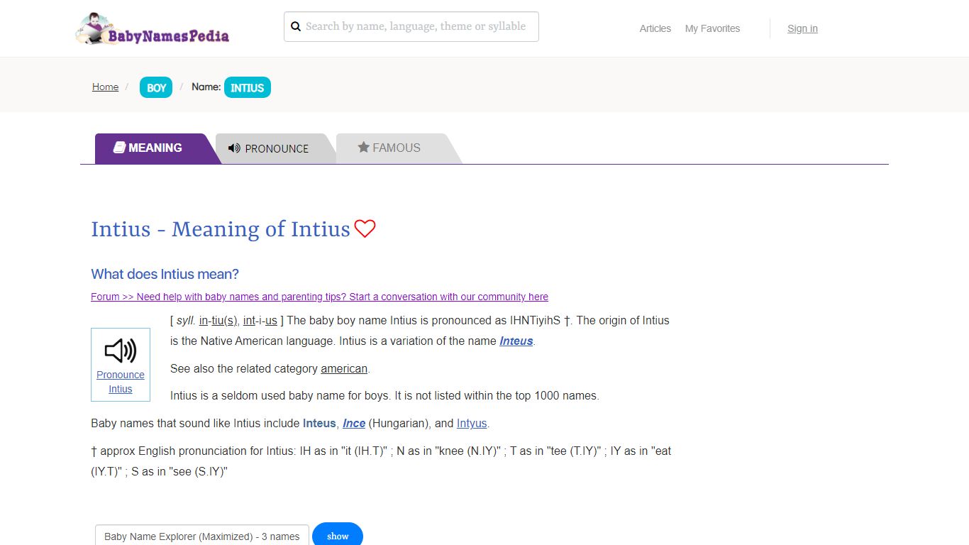 Intius - Meaning of Intius, What does Intius mean? - Baby Names Pedia