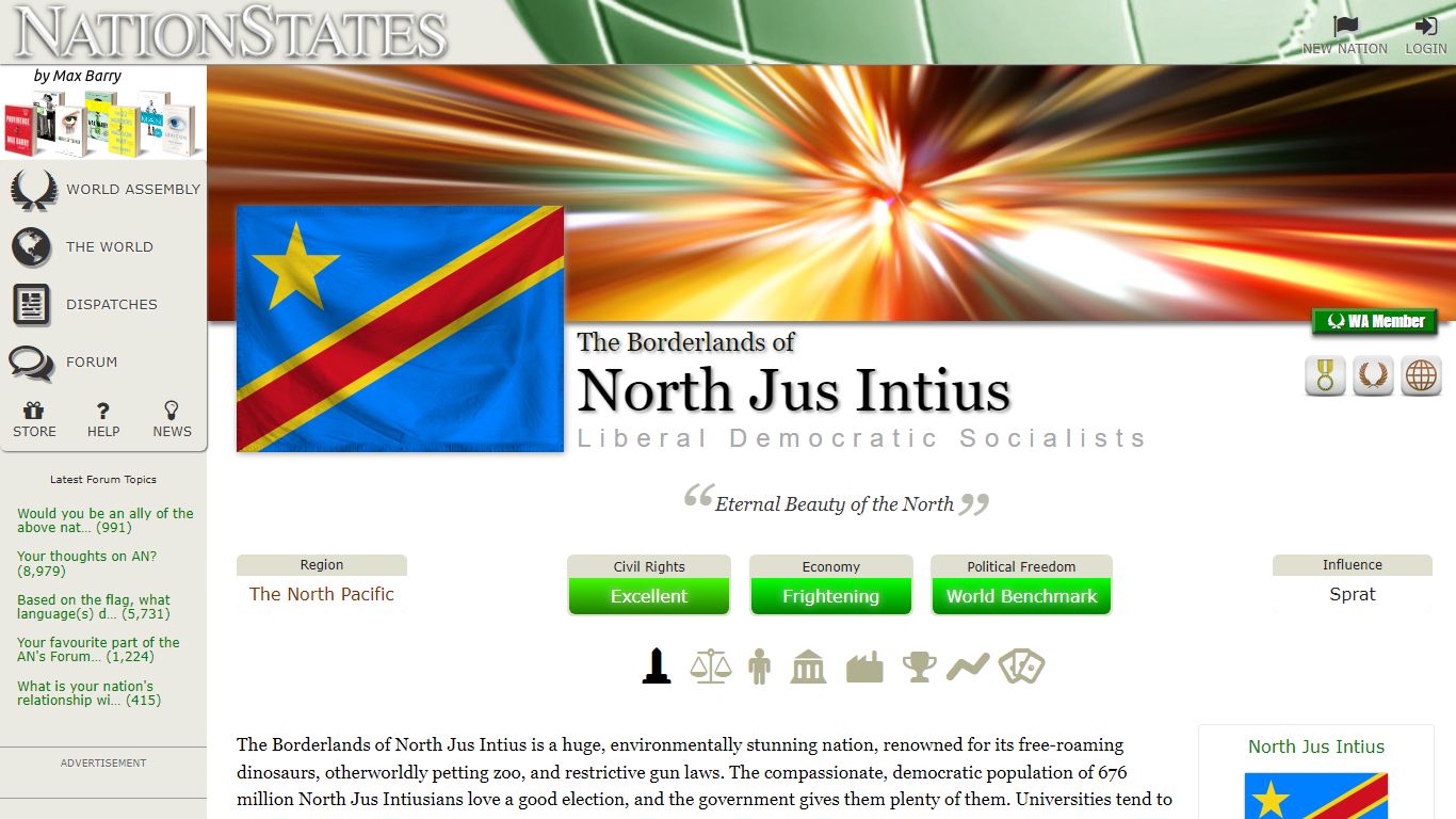 NationStates | The Borderlands of North Jus Intius